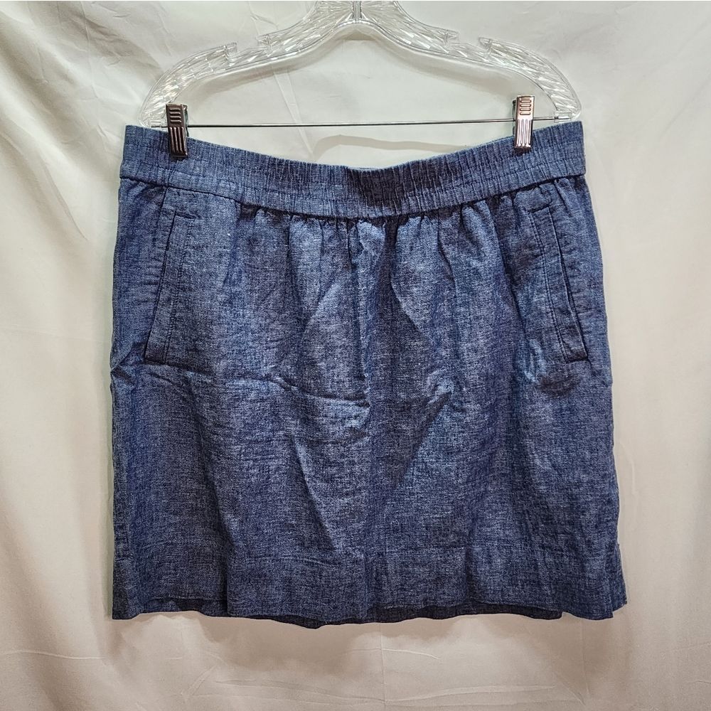 LOFT Chambray Linen Blend Pull On Skirt Size Large